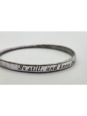 Be Still And Know That I Am God Silver-Tone Inspirational Bangle Bracelet